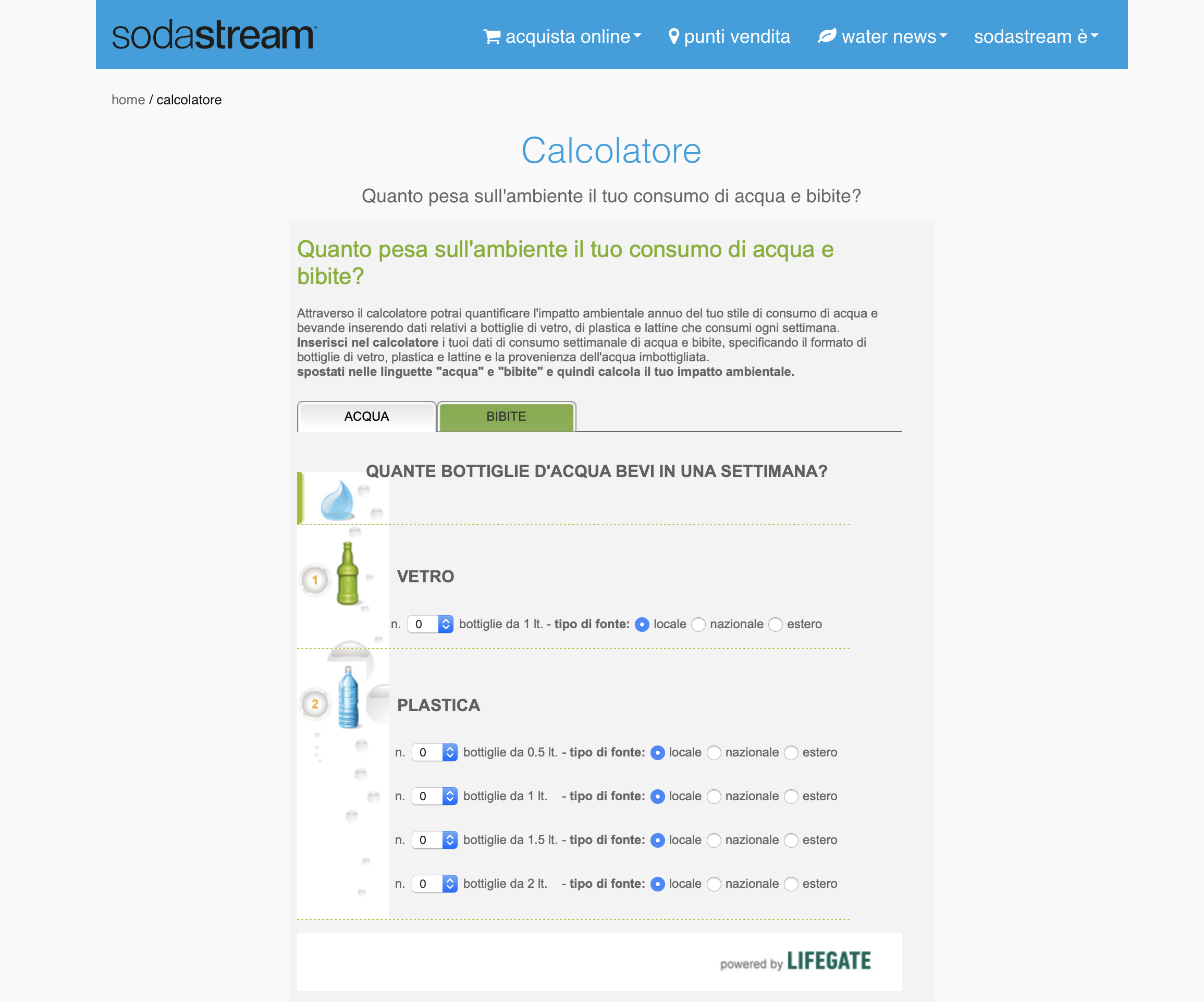 calcolatore sodastream impatto ambientale